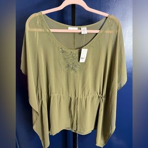 NWT New York & Company Sheer Green Top